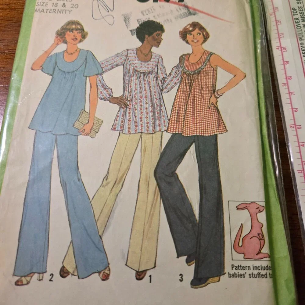 Maternity sewing patterns vintage 60s/70s dress, pants, tops unverified